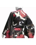 Damen Kimono Tsuru Kranich schwarz