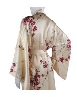 Kimono Cherry Blossom beige, Seide, lang