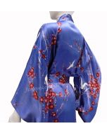 Seiden Kimono Cherry Blossom (Kirschblüte) blau, lang