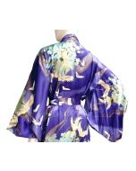 Damen Seiden Kimono Tsuru royalblau, lang