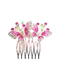Haarspange Haarkamm Schmetterling mit rosa Kristallen