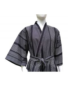 Kimono Japanisches Muster nachtblau mit Futter