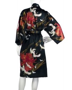 Kimono Seide Tsuru schwarz kurz