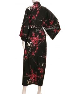 Kimono Bademantel Cherry Blossom schwarz gefüttert