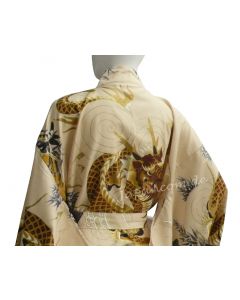  japanischer Damen Kimono Drachen Tiger beige