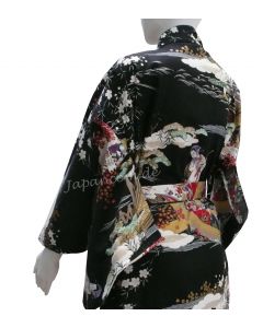 Kimono Ukiyoe schwarz