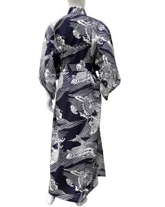 Herren Männder Yukata Kimono Koi Karpfen blau
