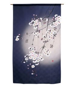 Noren Evening Cherry Blossom - japanischer Türvorhang mit Kirschblüten im Abendlicht