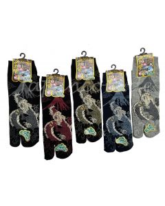 japanische Tabi Socken Drachen aus Baumwolle in 5 Farben, Gr. 44 - 48