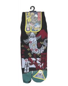 Tabi Socken Fuji Koi aus Baumwolle, Gr. 40 - 45 schwarz-rot