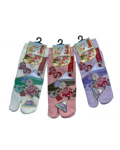 elastische Tabi Sneaker Socken mit dem Fujiyama und Blumen, Gr 34 - 40