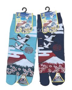 japanische Tabi Socken Fuji Kranich aus Baumwolle Gr. 40 - 45 türkis blau