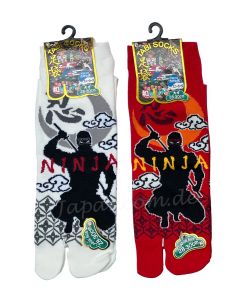 japanische Tabi Sneaker Socken Ninja aus Baumwolle, Gr. 44 - 48 weiss, rot