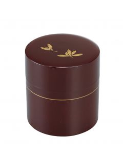 braune Teedose aus japanischem Lack mit Dekor von Lillienblüten
