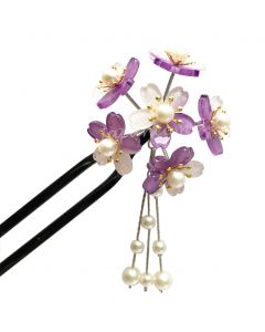 japan. Kanzashi Haarnadel U-Form Kirscbhlüten violett, Lack