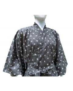 Yukata Kimono Igeta grau-schwarz